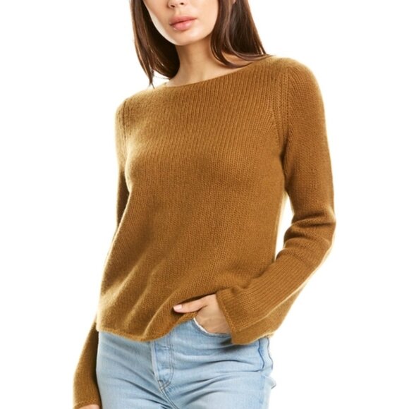Vince Sweaters - Vince Women's Off Gauge 100% Cashmere Brown Boat Neck Sweater In Women's Medium